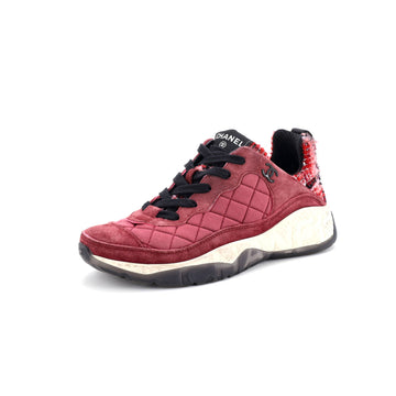 Chanel Women's Coco Neige CC Sneakers Quilted Suede and Tweed