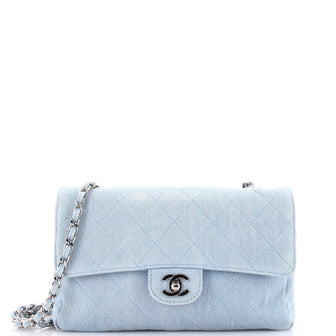 Chanel Vintage Classic Double Flap Bag Quilted Denim Medium