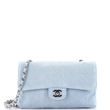 Chanel Vintage Classic Double Flap Bag Quilted Denim Medium