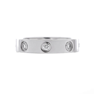 Cartier Love Wedding Band 8 Diamonds Ring 18K White Gold with Diamonds