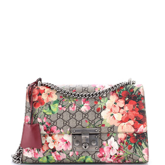 Gucci Padlock Shoulder Bag Blooms Print GG Coated Canvas Medium