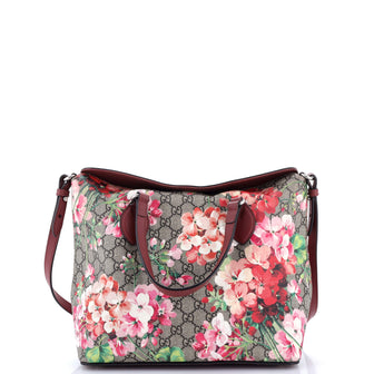 Gucci Signature Fold Over Tote Blooms Print GG Coated Canvas Medium