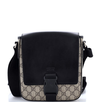 Gucci Buckle Flap Messenger Bag GG Coated Canvas with Leather Small