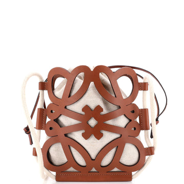 Loewe Anagram Cut Out Crossbody Bag Leather with Canvas Mini