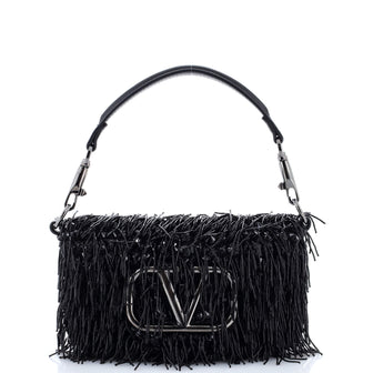 Valentino Garavani VLogo Loco Flap Shoulder Bag Embellished Leather Small