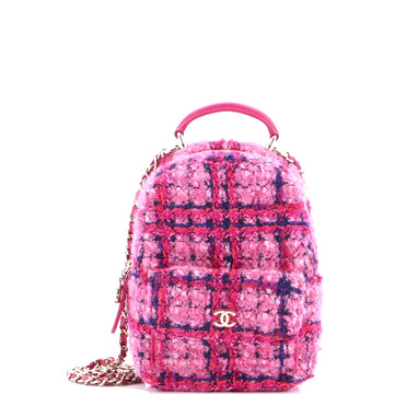 Chanel Classic CC Chain Pocket Backpack Quilted Tweed Mini