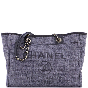 Chanel Deauville Tote Raffia with Glitter Detail Small