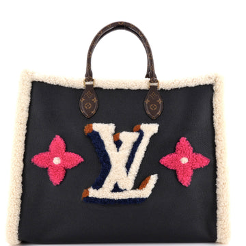 Louis Vuitton OnTheGo Tote Leather and Monogram Teddy Shearling GM