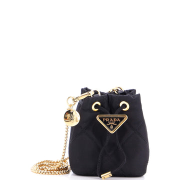 Prada Triangle Logo Drawstring Pouch Bucket Bag Tessuto Mini