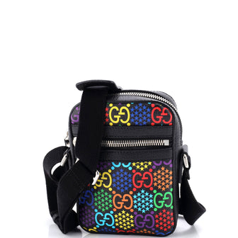 Gucci Front Zip Messenger Bag Psychedelic Print GG Coated Canvas Mini