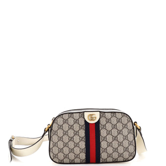 Gucci Ophidia Camera Shoulder Bag GG Coated Canvas with Leather Small
