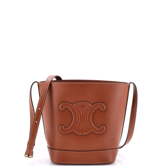 Celine Cuir Triomphe Bucket Bag Leather Small