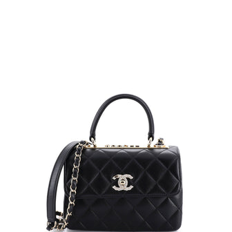 Chanel Trendy Crystal CC Top Handle Bag Quilted Lambskin Mini