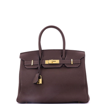 Hermes Birkin Handbag Brown Novillo with Gold Hardware 30
