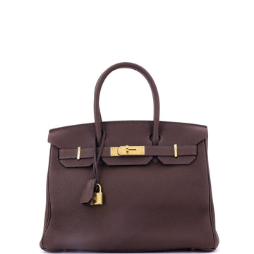 Hermes Birkin Handbag Brown Novillo with Gold Hardware 30
