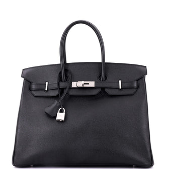 Hermes Birkin Handbag Black Epsom with Brushed Palladium Hardware 35