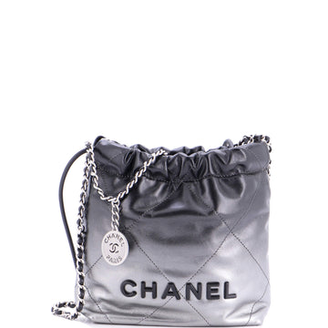 Chanel 22 Chain Hobo Quilted Metallic Degrade Calfskin Mini