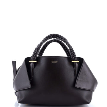 Salvatore Ferragamo Braided Top Handle Fold Bag Leather Medium
