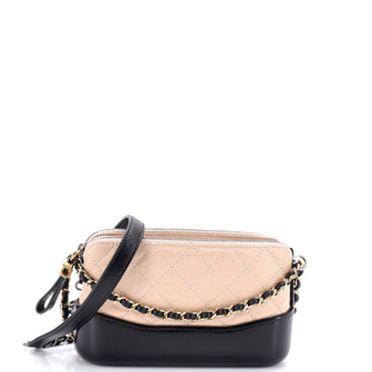Chanel Gabrielle Double Zip Clutch with Chain Quilted Aged Calfskin