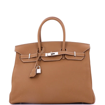 Hermes Birkin Handbag Brown Togo with Palladium Hardware 35