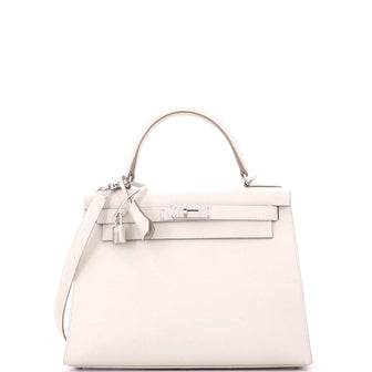Hermes Kelly Handbag Light Epsom with Palladium Hardware 28