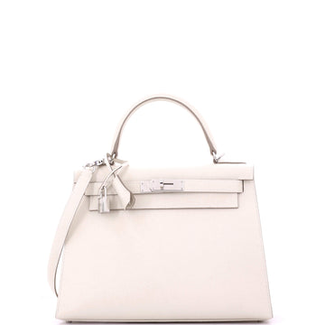 Hermes Kelly Handbag Light Epsom with Palladium Hardware 28