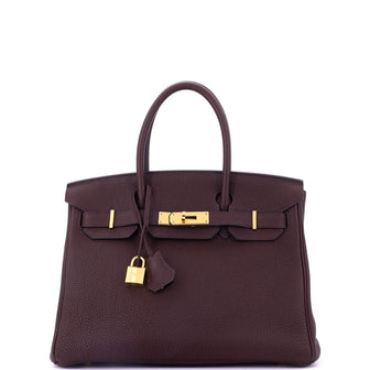 Hermes Birkin Handbag Red Togo with Gold Hardware 30