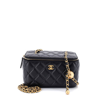 Chanel Pearl Crush Vanity Case with Chain Quilted Lambskin Small