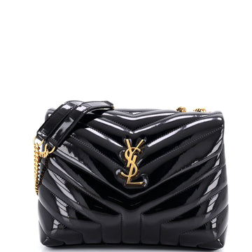 Saint Laurent Loulou Shoulder Bag Matelasse Chevron Patent Small