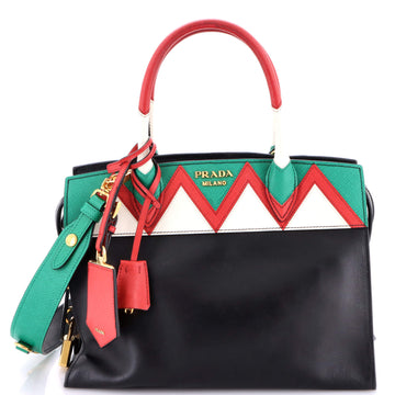 Prada Esplanade Tote City Calf and Greca Saffiano Medium