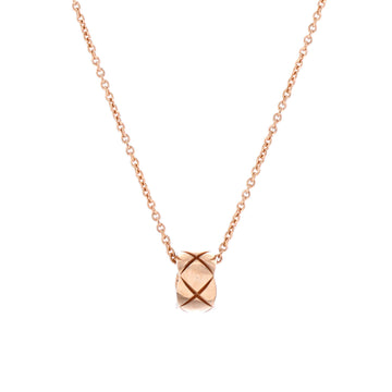 Chanel Coco Crush Double Chain Pendant Necklace 18K Beige Gold