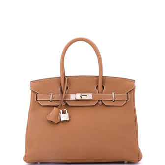 Hermes Birkin Handbag Brown Togo with Palladium Hardware 30