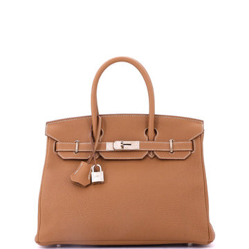 Hermes Birkin Handbag Brown Togo with Palladium Hardware 30