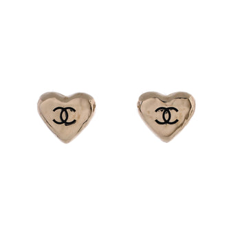 Chanel CC Heart Stud Earrings Metal