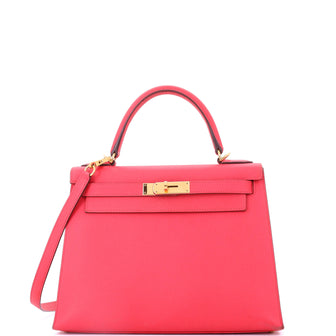 Hermes Kelly Handbag Pink Epsom with Gold Hardware 28