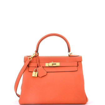 Hermes Kelly Handbag Orange Togo with Gold Hardware 28