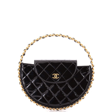 Chanel Chain Around Hoop Bag Quilted Patent Small