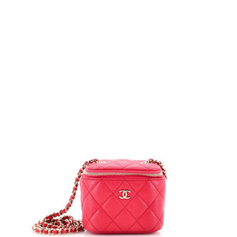 Chanel Classic Vanity Case with Chain Quilted Caviar Mini