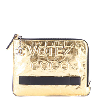 Chanel Votez Coco Pouch Embossed Leather Small