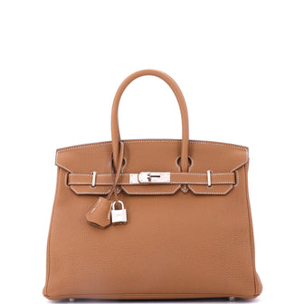 Hermes Birkin Handbag Brown Togo with Palladium Hardware 30