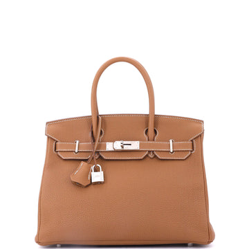 Hermes Birkin Handbag Brown Togo with Palladium Hardware 30