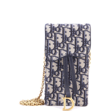 Christian Dior Vertical Saddle Chain Pouch Oblique Canvas