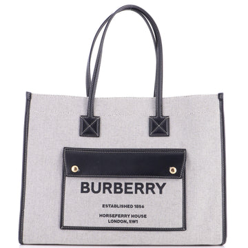 Burberry Freya Shopping Tote Canvas with Leather Medium