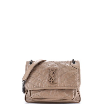 Saint Laurent Niki Chain Flap Bag Matelasse Chevron Leather Baby