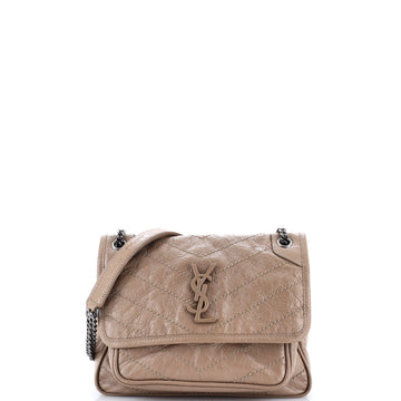 Saint Laurent Niki Chain Flap Bag Matelasse Chevron Leather Baby