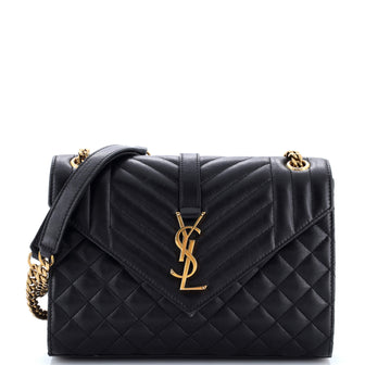 Saint Laurent Classic Monogram Envelope Satchel Mixed Matelasse Leather Medium