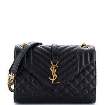 Saint Laurent Classic Monogram Envelope Satchel Mixed Matelasse Leather Medium