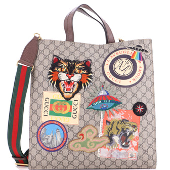 Gucci Courrier Convertible Soft Open Tote GG Coated Canvas with Applique North South