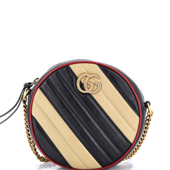 Gucci GG Marmont Round Shoulder Bag Diagonal Quilted Leather Mini