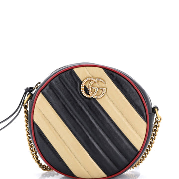 Gucci GG Marmont Round Shoulder Bag Diagonal Quilted Leather Mini